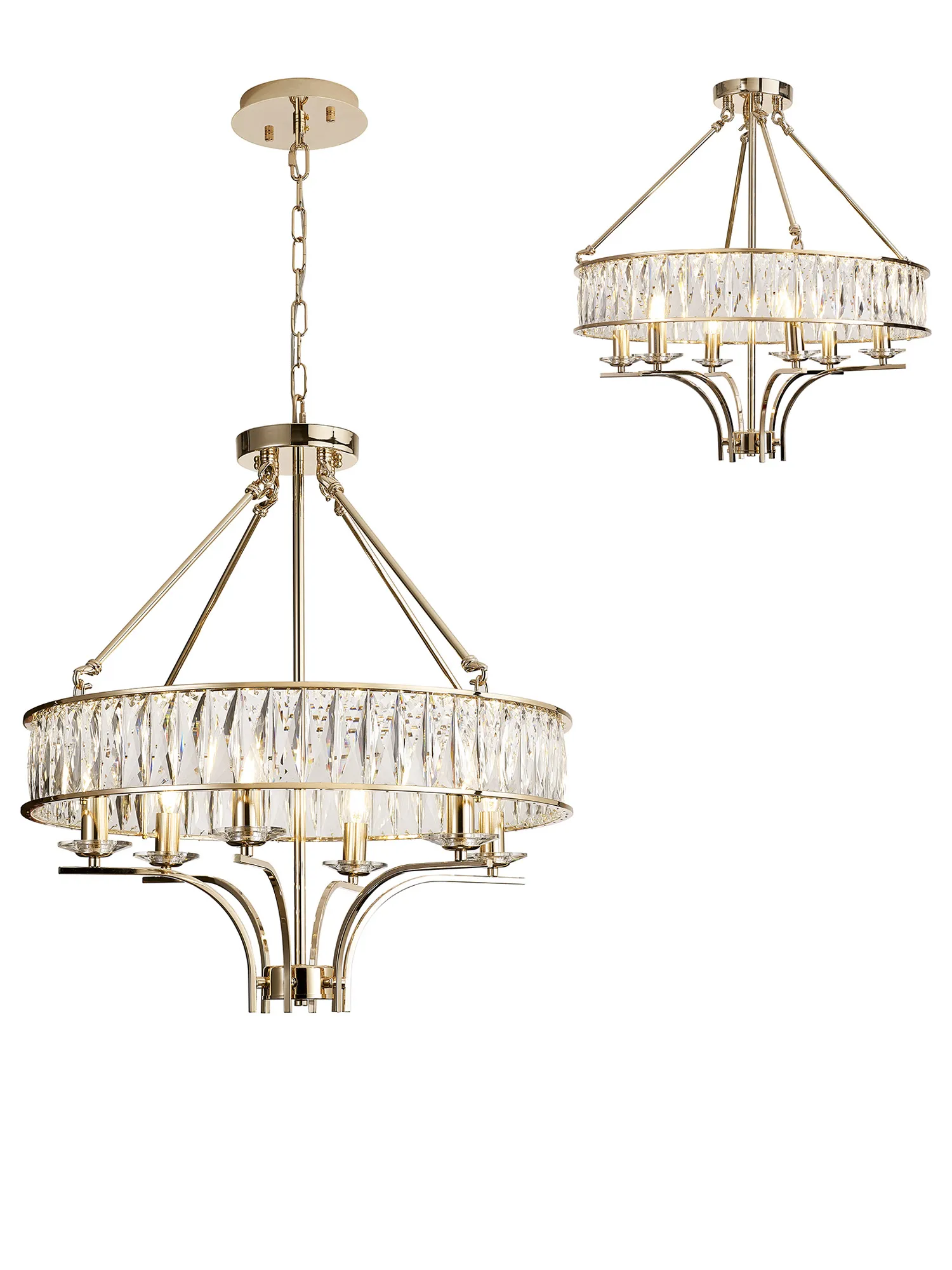 Vivienne Crystal Pendant/Semi Ceiling 6 Light French Gold IL31825  Diyas Vivienne French Gold